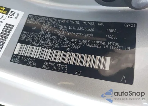 2021 Toyota Sienna Xse z USA, uszkodzony, nr VIN 5TDXRKEC2MS023107